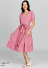 YSABEL Puff Sleeves Maxi Dress  - Old Rose