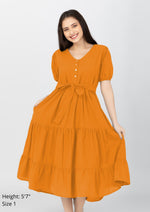 YSABEL Puff Sleeves Maxi Dress  - Tangerine