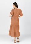 YSABEL Puff Sleeves Maxi Dress  - Copper