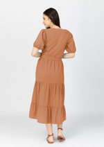 YSABEL Puff Sleeves Maxi Dress  - Copper