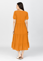 YSABEL Puff Sleeves Maxi Dress  - Tangerine